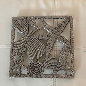 Silver Beach Coastal Sea Life Shells Trivet